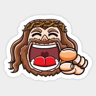 The laughing jesus pointing at you Sticker